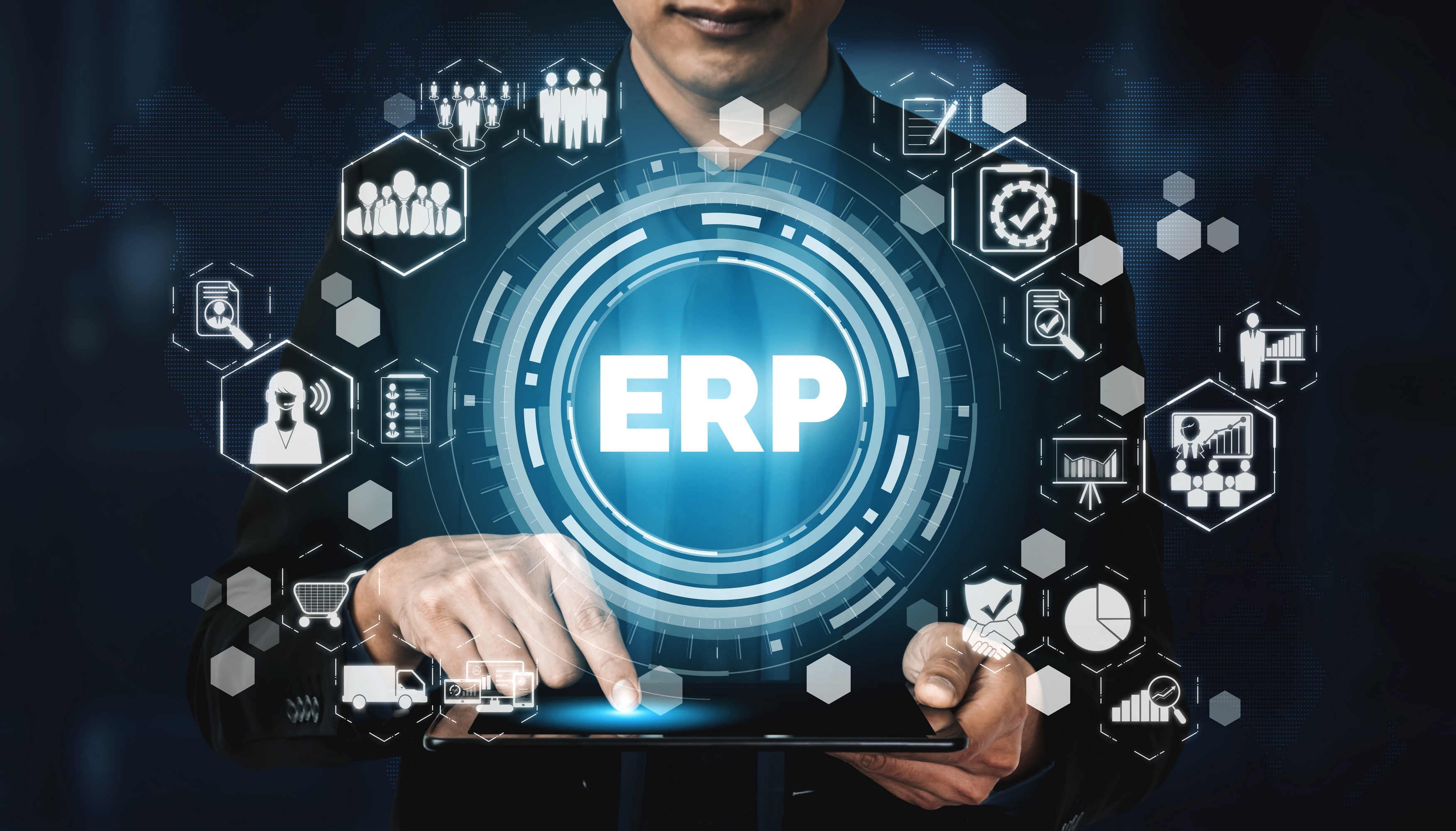 Enterprise Resource Management ERP software system for business resources plan